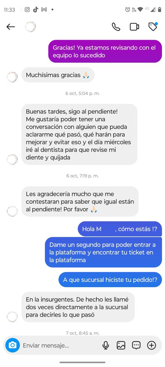 MoraMora_Mx's tweet photo. Al día siguiente (domingo) a las 17:04, M escribe para decir que tiene cita en el dentista porque tiene malestar en el diente y la quijada: https://t.co/esksyc5d6t
