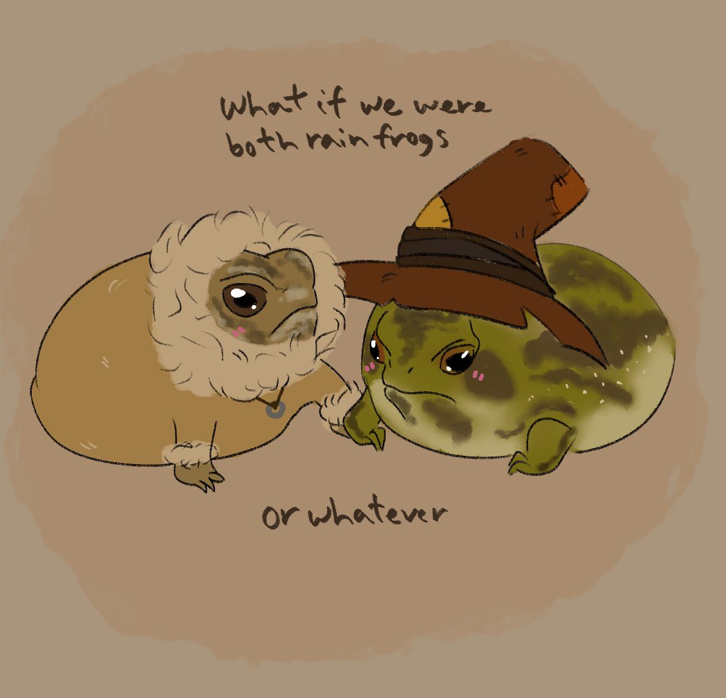 thanks to art block i've now created my new favorite piece of ship art ever. Skrimm and Daisy from Icebound as rain frogs lol
#legendsofavantris #icebound