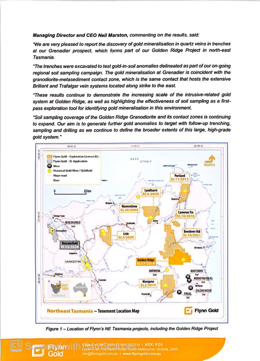 SalvadorMaurice's tweet image. $FG1 #FG1

New Gold Vein System Discovery at Grenadier Prospect, Golden
Ridge, NE Tasmania