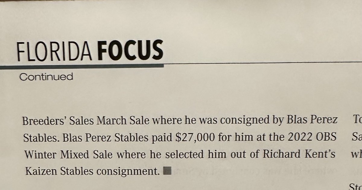 RivermontFarm's tweet photo. Thank you to the @florida_horse for the write up in the FL Horse magazine about Rivermont homebred Jasper Robusto!  #FLbred #horseracing #smallbreeder https://t.co/yHTSKKQIEb