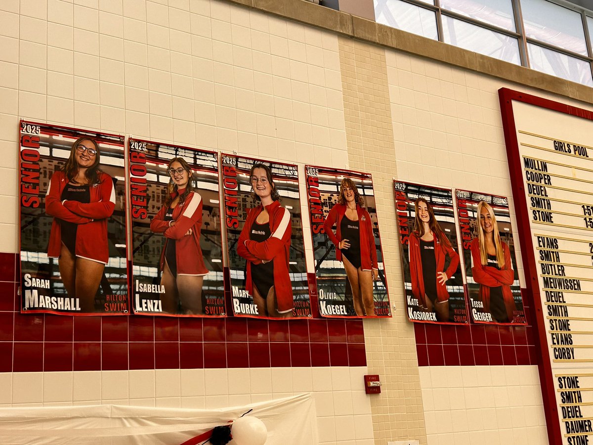 Hilton Cadets swimming and diving senior night! Congratulations to our six #Classof2025 seniors. WeAreHilton 🏊‍♀️🍎