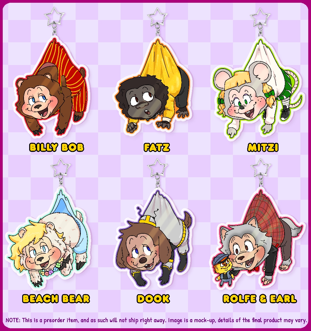 ever wanted a tiny animatronic to carry around on your bag, or anything else you can clasp a keychain onto? you're in luck with my new RAE themed dangling keychains! these are only up for preorder for ONE WEEK, so grab one while you can!

💥 get one here!: ko-fi.com/s/42e9b4dfc7