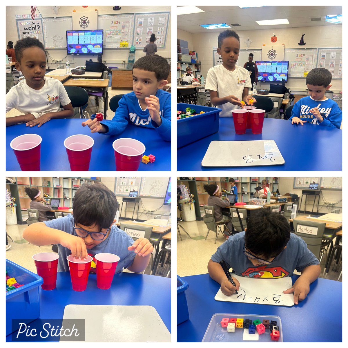 Practicing our multiplication facts with equal groups! @VoorheesPrin