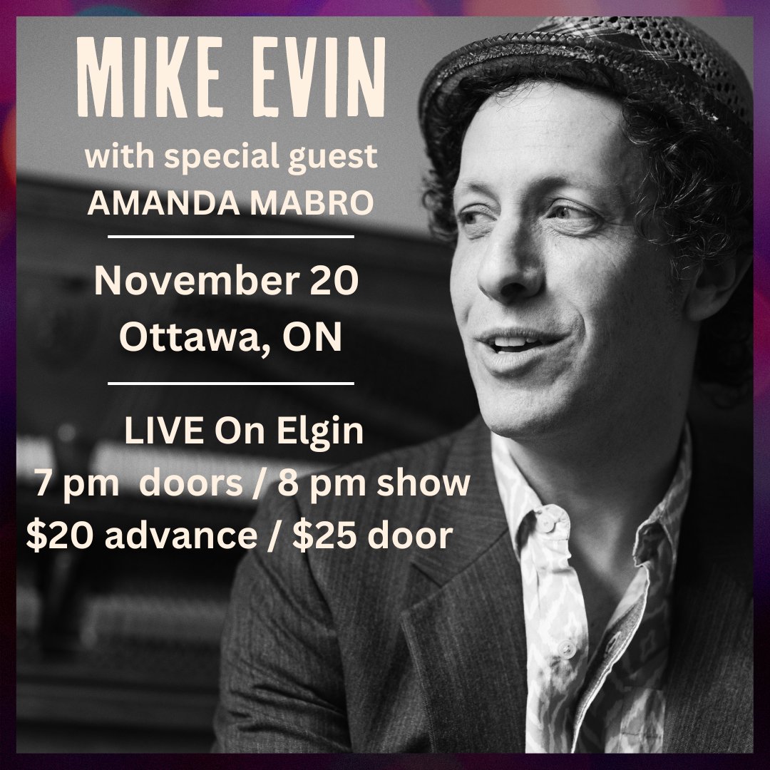 Ottawa! I'm excited to be playing on Nov 20 at <a href="/liveonelgin/">LIVE! on Elgin</a>, sharing the bill with the lovely Amanda Mabro. Hope to see you! Tickets are at revelree.ca/event/mike-evi…