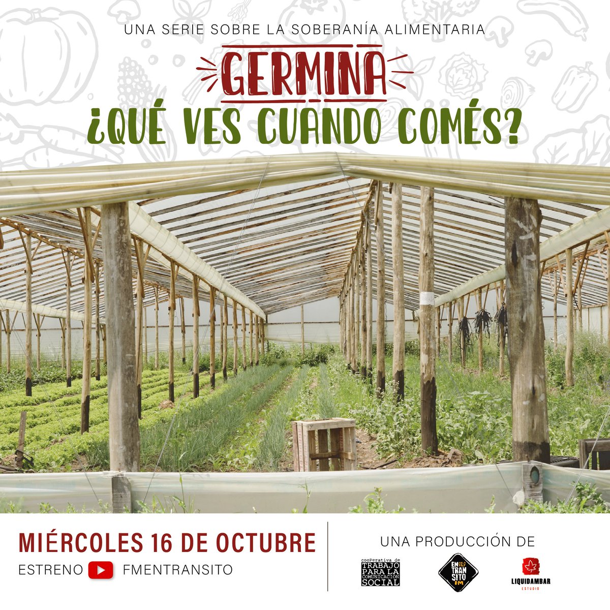 fmentransito's tweet photo. Mañana llega GERMINA ¿QUÉ VES CUANDO COMÉS? 🌿
En esta nueva serie vamos a explorar cómo desde el conurbano se aporta a la construcción de la soberanía alimentaria ✊🏽

Y qué otras formas de producción, distribución y consumo existen🌽

Mañana 19hs acá👉🏽https://t.co/AlM4hDrLud https://t.co/INZPPeUTIh