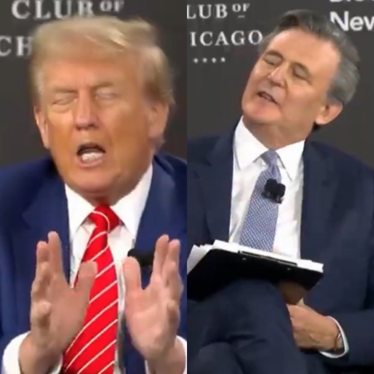 OccupyDemocrats's tweet photo. BREAKING: Donald Trump gets humiliated by an interviewer after absurdly claiming that there was a peaceful transfer of power in 2020 despite the deadly January 6th insurrection.

“Only three weeks to go to the election, will you commit now to respecting and encouraging a peaceful transfer of power?” asked Bloomberg Editor-in-Chief John Micklethwait.

“Well, you had a peaceful transfer of power,” said Trump without a trace of irony.

“You had a peaceful transfer of power!? Come on President Trump, you had a peaceful transfer of power compared with Venezuela but it was by far the worst transfer of power for a long time,” responded Micklethwait.

“Thank you I appreciate that,” Trump said to the audience after a few MAGA supporters booed. “This is you know what they like to do, this is what they like to do, uh, and you know it’s very interesting when I found about this interview, I did a little check, this is a man who has not been a big Trump fan over the years.”

“So I had a choice,” Trump continued rambling. “Do I do this interview or not? I’m glad I did but do I do this interview or do I disappoint a lot of people — because I know a lot of people in the audience — but his view is very different from mine.”

Trump then went on to wheel out his usual bad faith defense of the “patriotic” insurrectionists who stormed the Capitol. Crucially, he refused to commit himself to a peaceful transfer this time around.

This is utterly disqualifying.

Please retweet and ❤️ if you think that Donald Trump belongs in prison, not in the White House— and consider joining the growing exodus to Tribel, a new pro-democracy social network that is exploding in popularity because Twitter and Facebook are trying to stop its growth — which is only making Tribel grow even faster. Please follow us on Tribel to get all of our breaking news alerts sent straight to your phone or computer by clicking the following link: https://t.co/HnJzSKjCwX