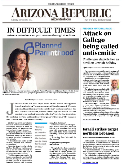 Here is the cover of The Arizona Republic for Tuesday, Oct. 15. You can also read the cover story here: azcentral.com/story/news/pol…