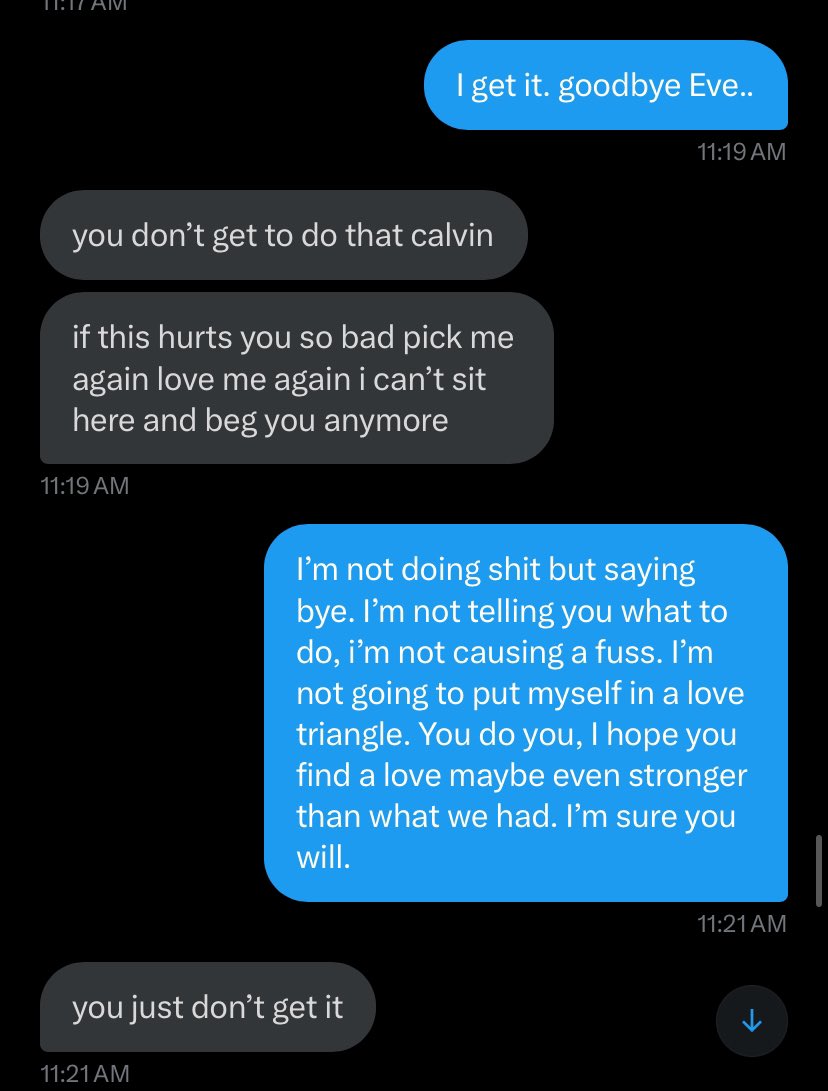 logging in for a short summary of my side: 

Wanting me to dump Max so I could get back with her after she left for weeks and didn’t come back. Couldn’t get her off my dick until I convinced my “friend” to make an account to stop with her oc bc it was affecting my activity.