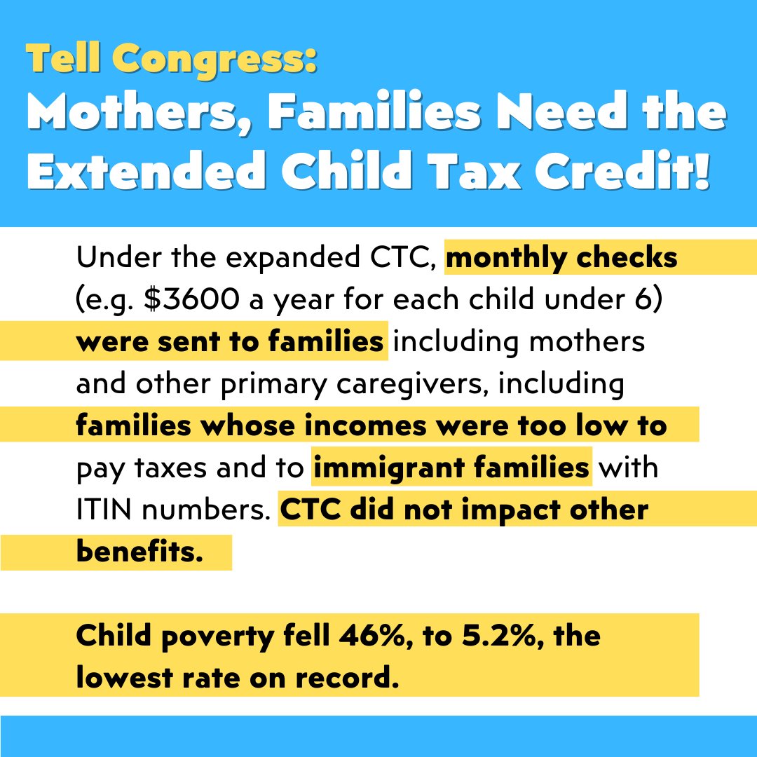 Most sex workers are mothers, working to feed our families. As poverty increases, more women go into sex work to survive. When the Child Tax Credit was expanded in 2021, child poverty fell by nearly 50%. Tell Congress to bring back the refundable, expanded Child Tax Credit.