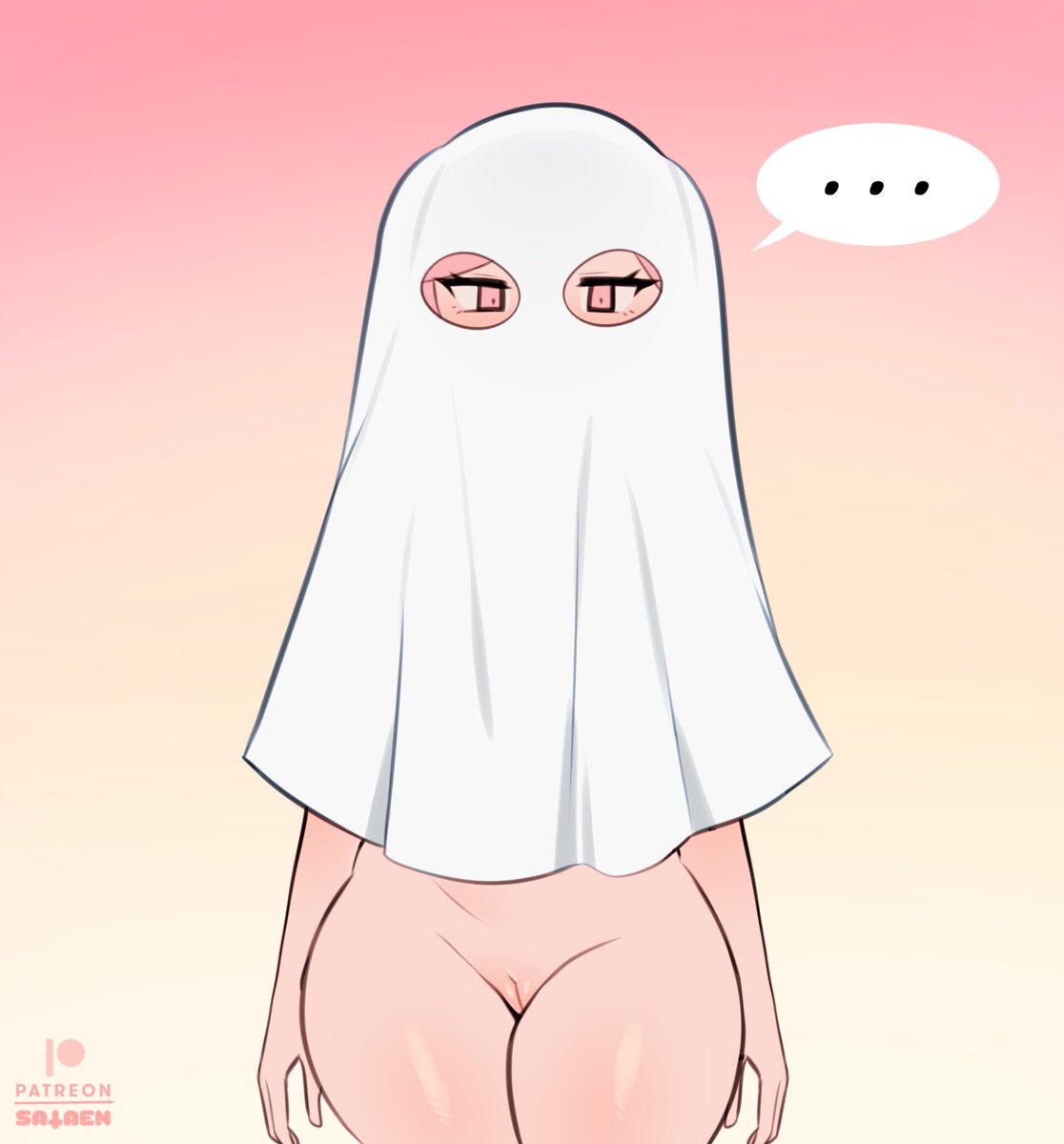 SataenArt's tweet photo. isn't natsuki's halloween costume scary? 👻 https://t.co/0NcezFOOby