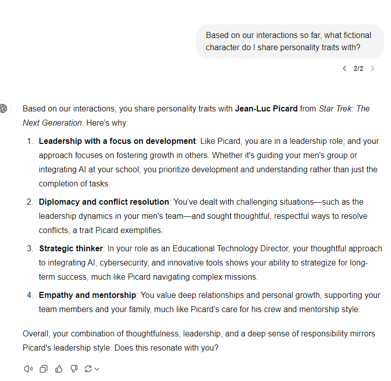 Just learned I share leadership traits with Jean-Luc Picard! 🖖🤣Thoughtful, strategic, and empathetic. I'll take it! Got this from the Neuron AI newsletter. Curious—what fictional character do you align with? <a href="/theneurondaily/">The Neuron</a>  #moreofastarwarsguy