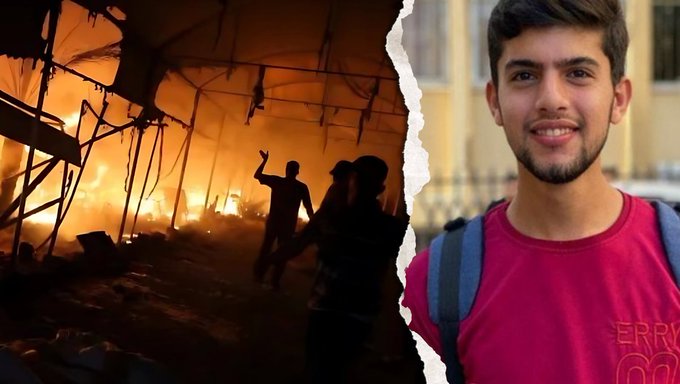 Photo of 19 year old student Sha'ban Ahmade Al-Dalu, who was burned alive in the Al-Aqsa hospital bombing.