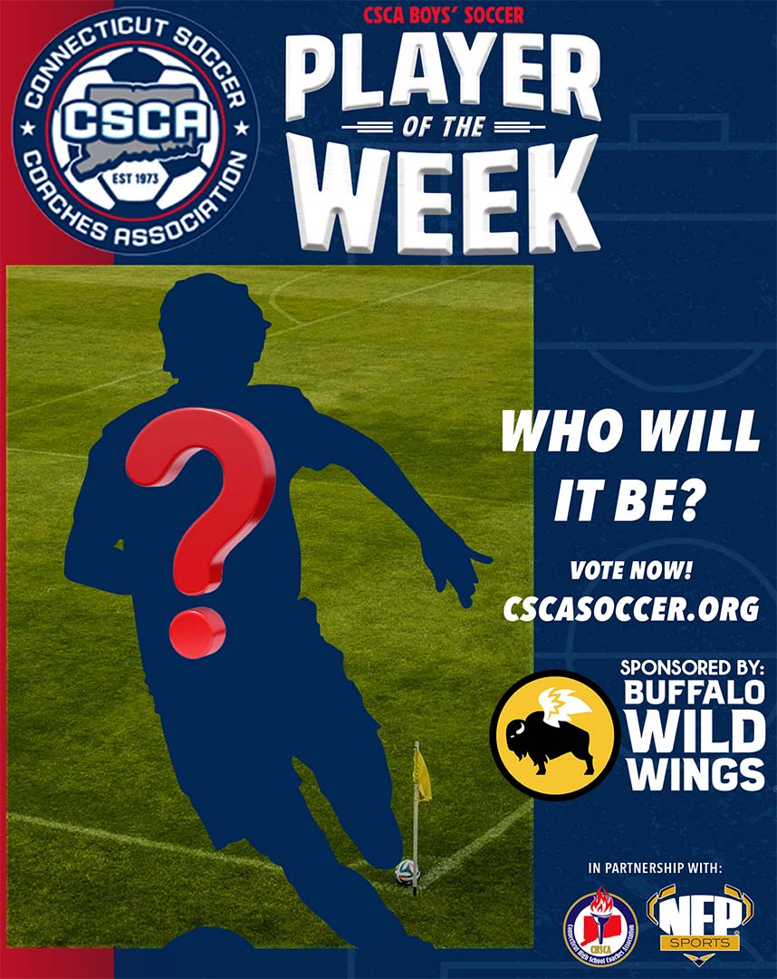 CSCA (@csca_soccer) on Twitter photo The <a href="/CSCA_Soccer/">CSCA</a> Boys' Player of the Week poll for Week 6 is now live. Go to cscasoccer.org to vote now. Voting closes Thu. 10/17 at 8 PM. Thanks to our sponsor <a href="/BWWings/">Buffalo Wild Wings</a>. <a href="/NFP_CTEast/">NFP Sports - CT East</a> #ctbsoc #cscapow The <a href="/CSCA_Soccer/">CSCA</a> Boys' Player of the Week poll for Week 6 is now live. Go to cscasoccer.org to vote now. Voting closes Thu. 10/17 at 8 PM. Thanks to our sponsor <a href="/BWWings/">Buffalo Wild Wings</a>. <a href="/NFP_CTEast/">NFP Sports - CT East</a> #ctbsoc #cscapow
