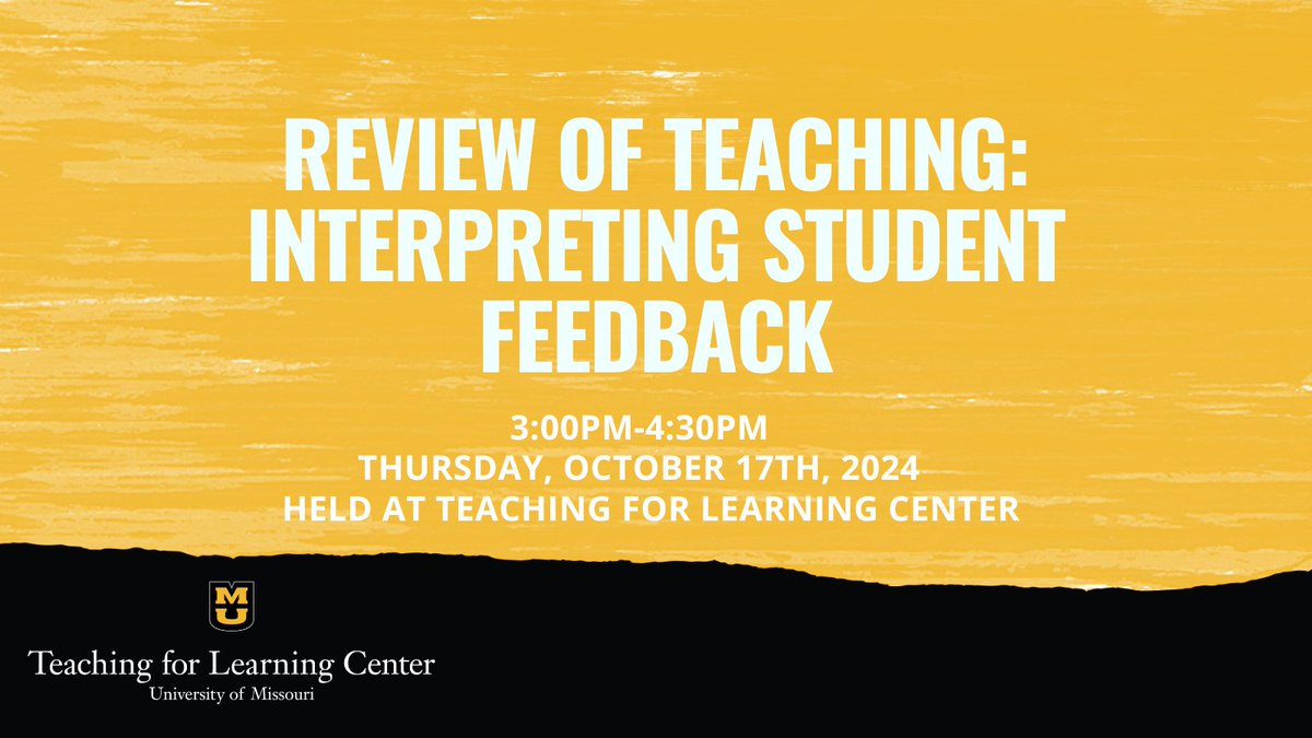Review of Teaching: Interpreting Student Feedback

It is important to avoid dismissing the value of student feedback data based on its inherent limitations. 

Registration Details: tlcmu.libcal.com/event/12774721