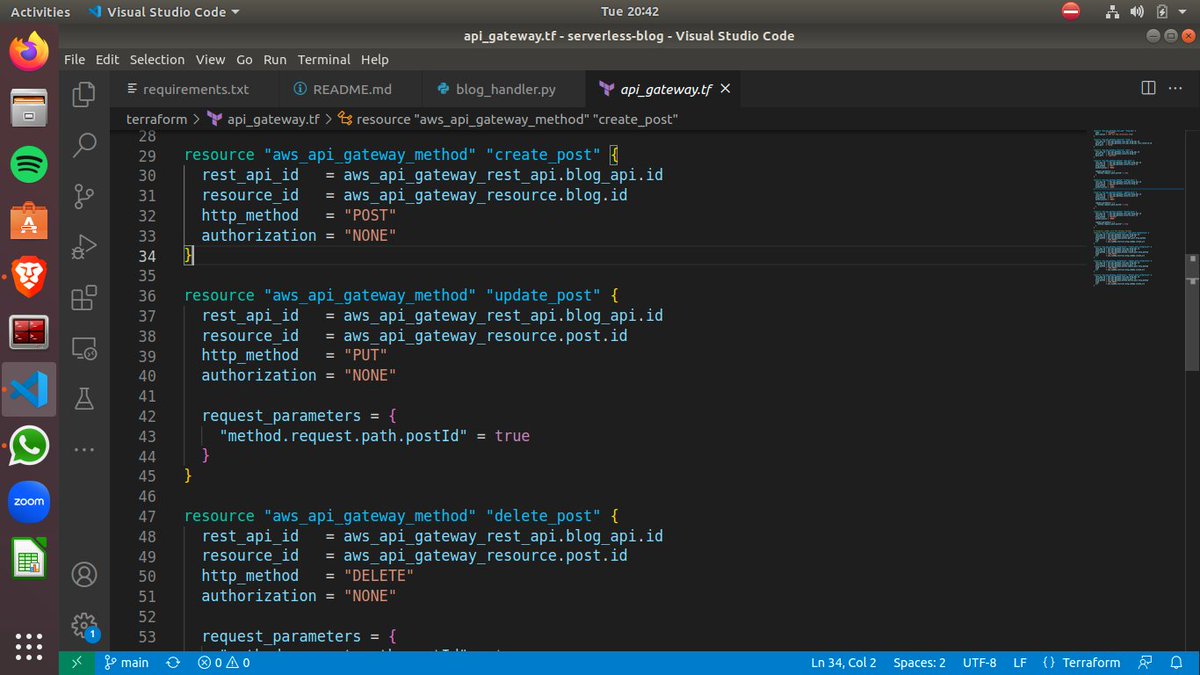 obusorezekiel's tweet image. Day 30 of #100DaysOfCloud
🚀 Excited to share my progress on the blog API! Just implemented the following endpoints:
POST: Create a new post 📝
PUT: Update an existing post 🔄
DELETE: Remove a post 🗑️
Next stop, integrate Lambda Functions.
#APIGateway #Terraform #DevOps