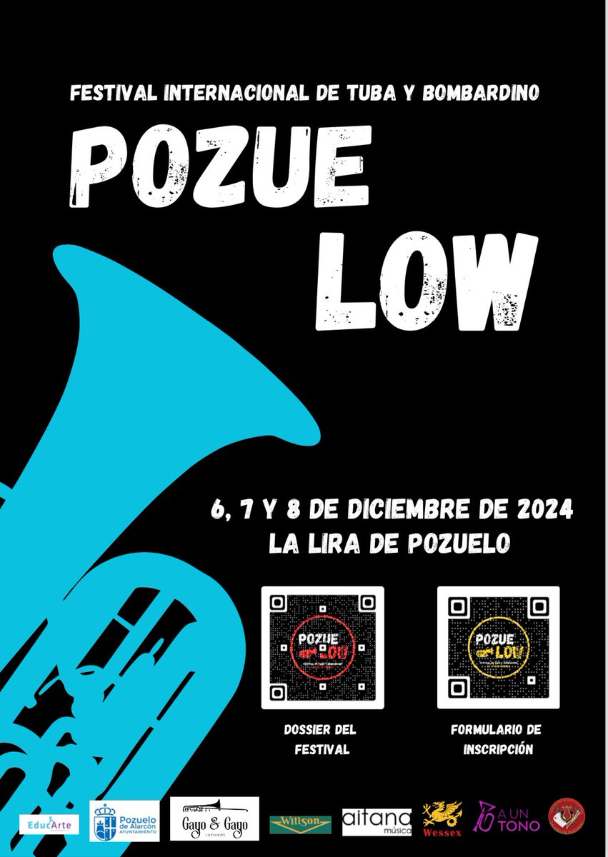 Inscripciones abiertas!🎉🎉🎉

🗓️Hasta el 15 de noviembre podéis inscribiros en la I Edición del Festival internacional de Tuba y Bombardino Pozuelow Fest‼️

🎵Clases individuales, masterclass, talleres, recitales, exposiciones y muchas cosas más que no puedes perderte.