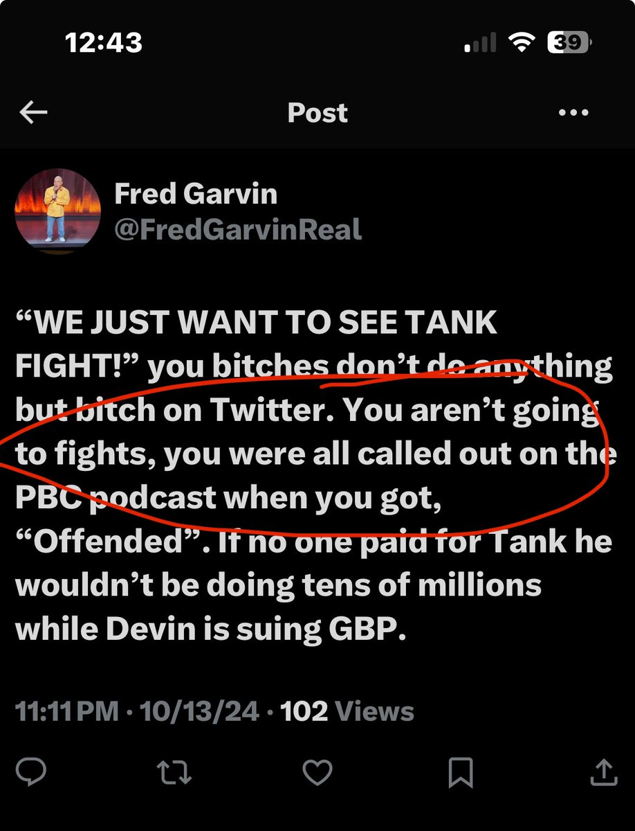 GodinezOmar's tweet photo. @FredGarvinReal talking shit about people that don’t go to fights when he doesn’t show up either is pure comedy. And why do grown men worry so much about how many millions strangers make? 
#fredgarbage 🗑️ https://t.co/JBSz27MqQF