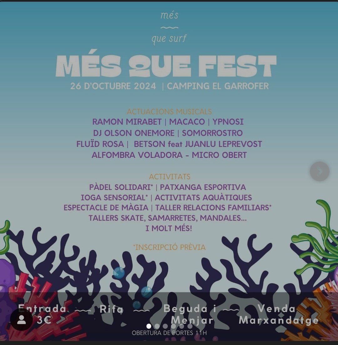 Fluid_Rosa's tweet image. El dia 26, a la tarda, tocarem al concert solidari @mesquesurf, per l&apos;esbarjo de joves amb autisme.

@radiomaricel @lecodesitges
@sitges @AjSitges
Apunteu-vos-ho!