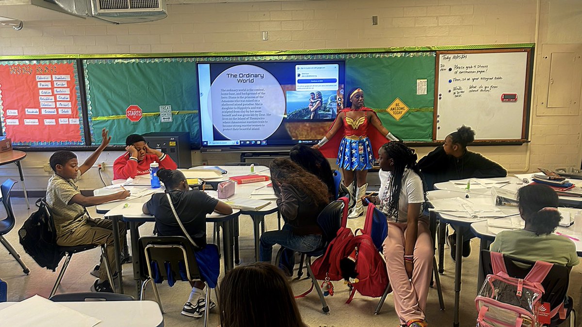 DrCrystalWatson's tweet photo. TLAC walks @AldineMS_AISD and was happy to see our 6th grade ELA Department bringing The Heroes Journey to life!! #teamONESECONDtonone
#elevatingessentialsofexcellence https://t.co/myAV3ebWDc