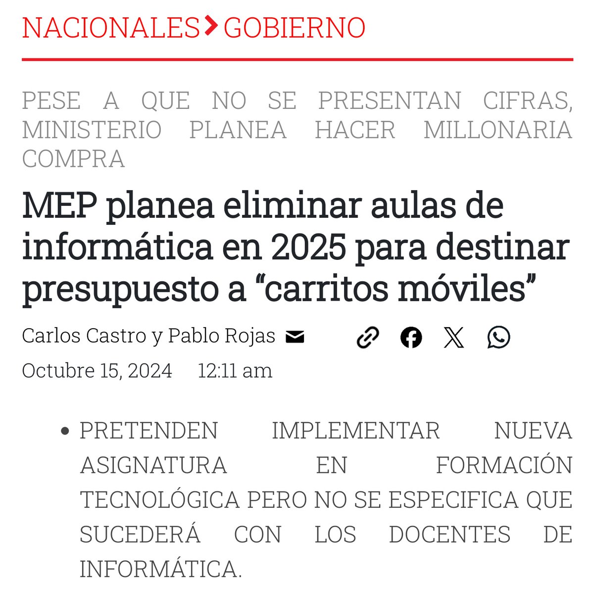 MrsClarisse's tweet image. ¿Qué es este enorme, pero enorme CHORIZO que el MEP esta proponiendo para dar fondos públicos a instituciones privadas? 😱😱😱
No me cabe duda de que detrás están la presidenta de la ULACIT y la familia de la Ministra de Educación. ¡Es un descaro! 🤢🤢🤢