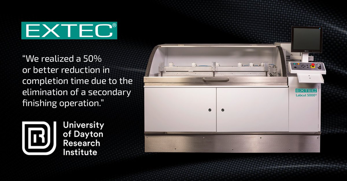 ExtecCorp's tweet image. Experience cutting-edge precision with #Extec! UDRI's Advanced Composites Group made a game-changing investment in Extec's Labcut 5000®. 🎉 Special Offer: Send us a sample of your own composite material and we'll cut it for FREE! #Labcut5000 #Composites shorturl.at/jtLOW