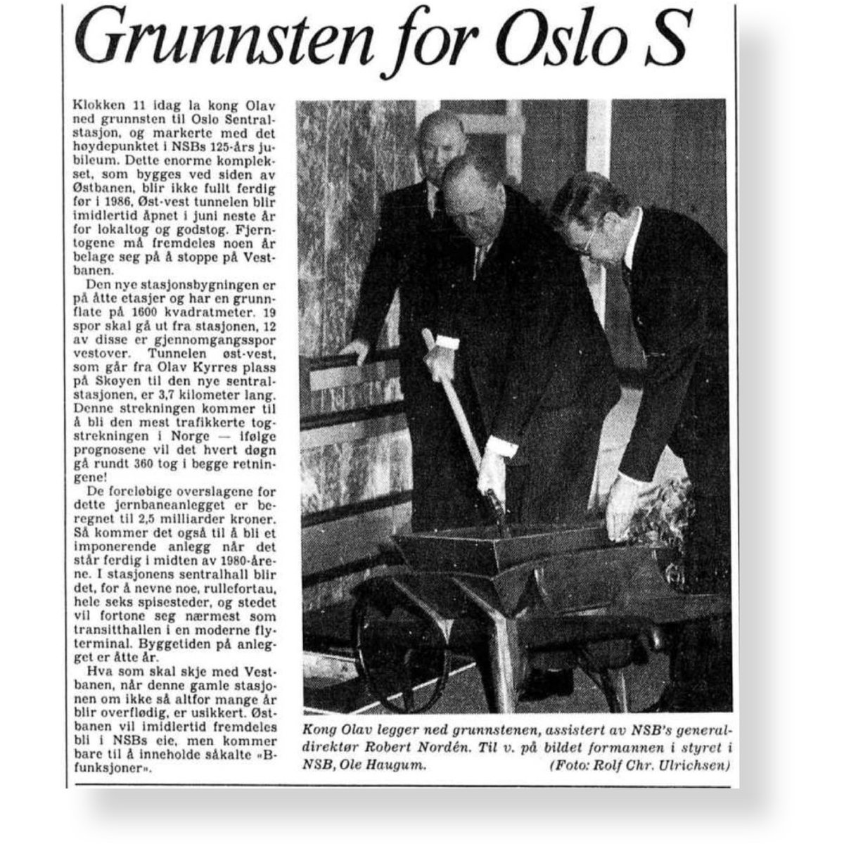 Aftenposten arkiv (@aftarkiv) on Twitter photo «Klokken 11 idag la kong Olav ned grunnstenen til Oslo Sentralstasjon(...) Dette enorme komplekset, som bygges ved siden av Østbanen, blir ikke fullt ferdig før i 1986» <a href="/Aftenposten/">Aftenposten</a> for 45 år siden #pådennedag, 15. oktober 1979 #aftarkiv «Klokken 11 idag la kong Olav ned grunnstenen til Oslo Sentralstasjon(...) Dette enorme komplekset, som bygges ved siden av Østbanen, blir ikke fullt ferdig før i 1986» <a href="/Aftenposten/">Aftenposten</a> for 45 år siden #pådennedag, 15. oktober 1979 #aftarkiv