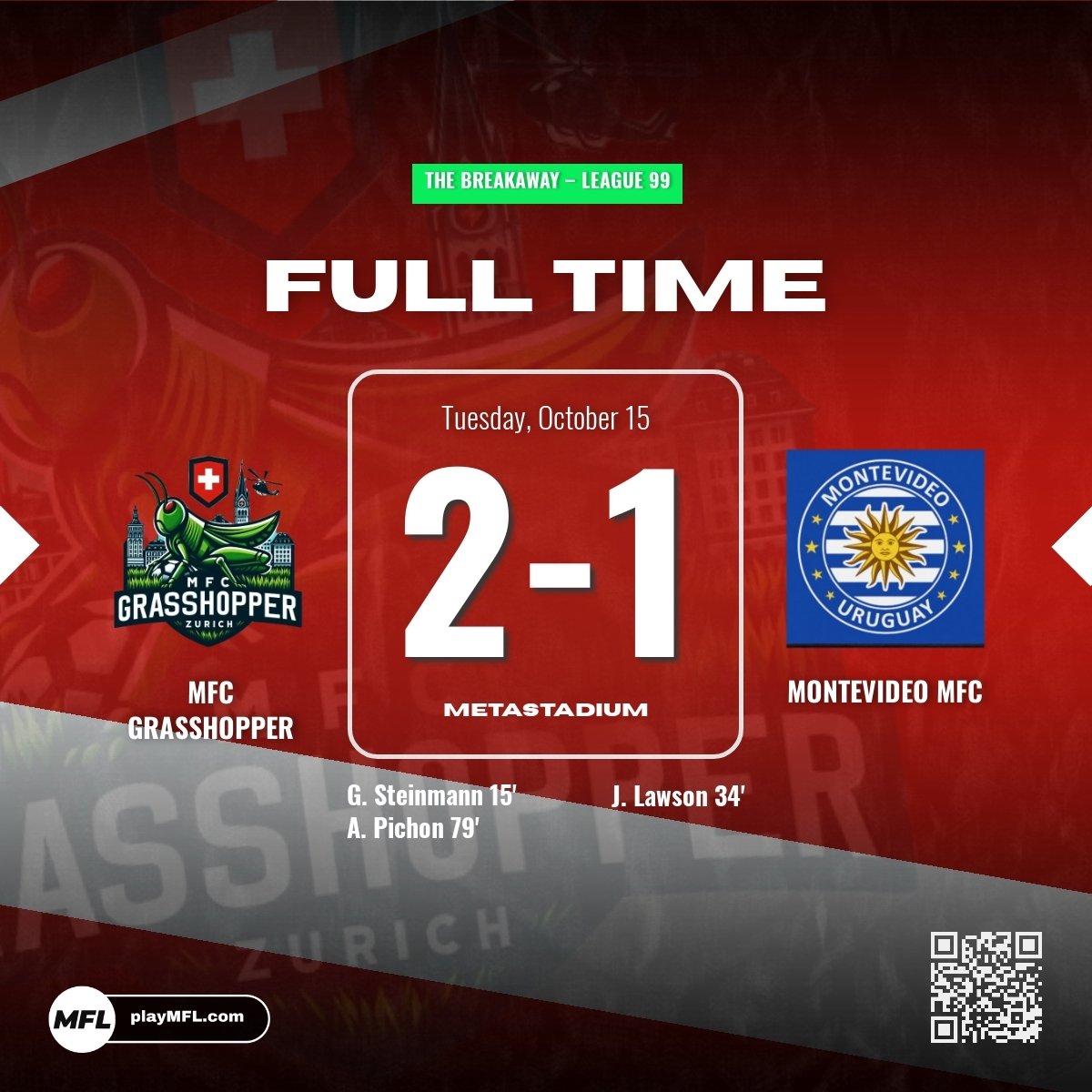 MFCGrasshopper's tweet image. LEAGUE GAME 6 - We secure the 3 points with a 2-1 victory against Montevideo MFC and now move up to 5th place in the league! 📈 #MFCGrasshopper