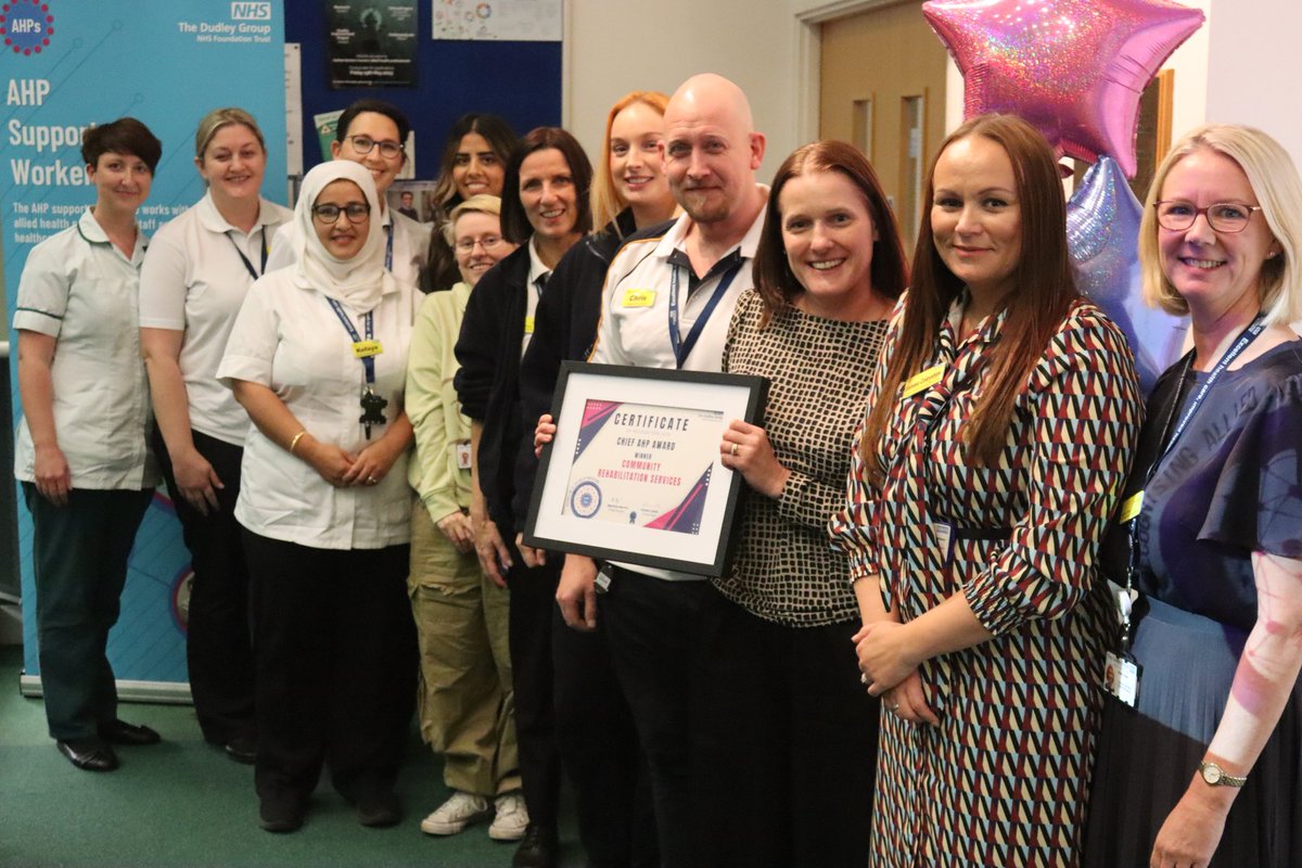 Chief AHP Award for Community Rehab Services #AHPday2024 👏
Community Services are pivotal to keeping pt safe &amp; well at home reducing pressure on acute services
An honour to be recognised 🏆 
<a href="/DRS_NHS/">Dudley Rehabilitation Service</a> <a href="/BazSarine/">Sarine Baz</a> <a href="/francespons2/">frances pons</a> <a href="/biancamascare14/">bianca mascarenhas</a> <a href="/KarenLe08016942/">Karen Lewis</a> @MataMorris_SK
