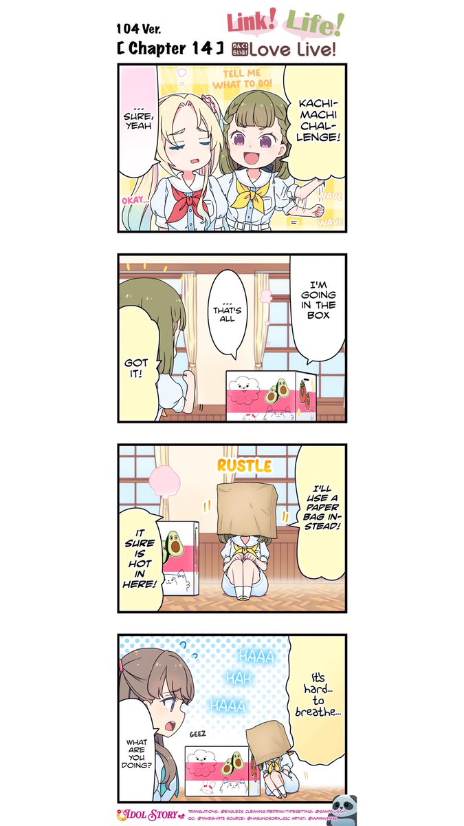 [Link! Like!] 💬Link! Life! Comic💬
🪷[104 Ver. Chapter 14]🪷

It's time to recharge with another Kachimachi Challenge! 📦🦖

↓ JP ver. &amp; HQ EN ver. ↓
🌟 idol.st/comic/228/Link… 🌟

#LoveLive #蓮ノ空
#リンクラ #リンクラ4コマ