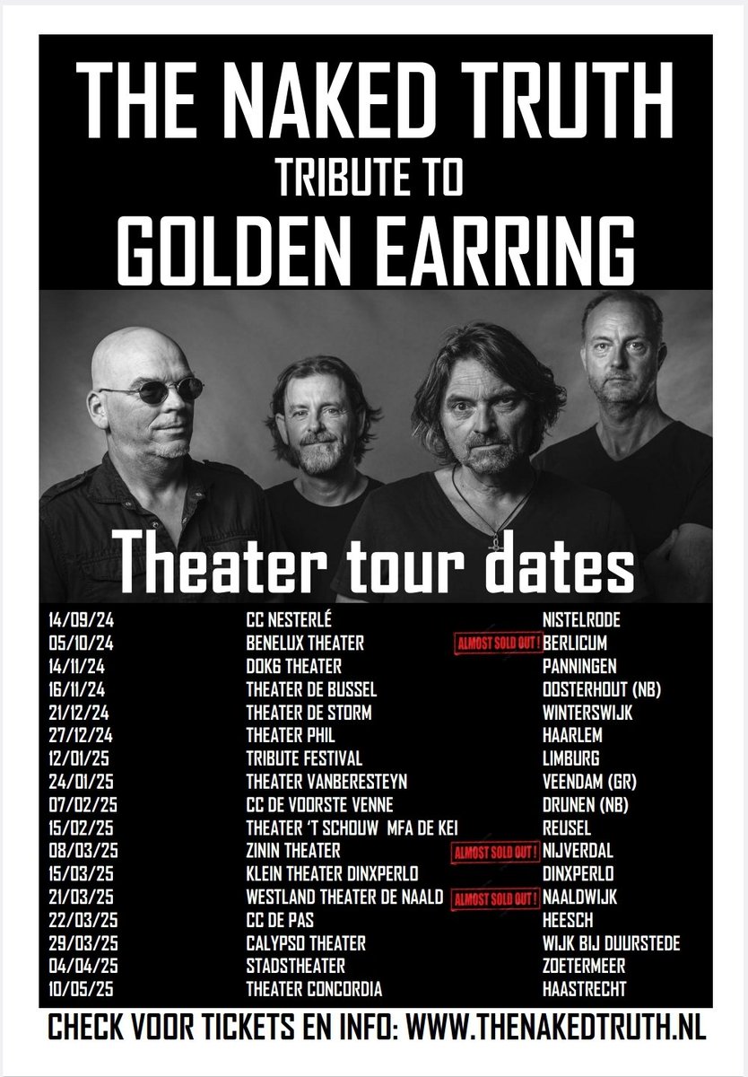 Golden Earring tribute The Naked Truth Tour dates theatershows.