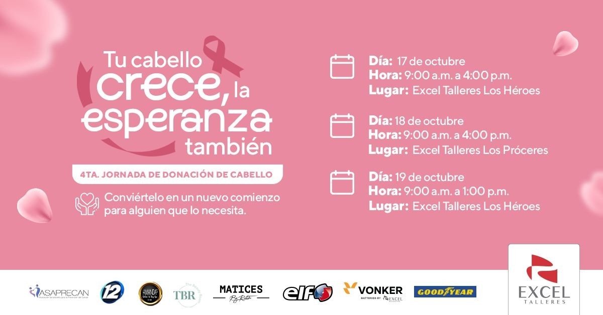 Octubre es el mes de la lucha contra el cáncer de mama, momento en el que organizaciones como #GenteAyudandoGente y <a href="/ASAPRECAN/">ASAPRECAN</a> organizan jornadas de donación de cabello durante todo el mes.