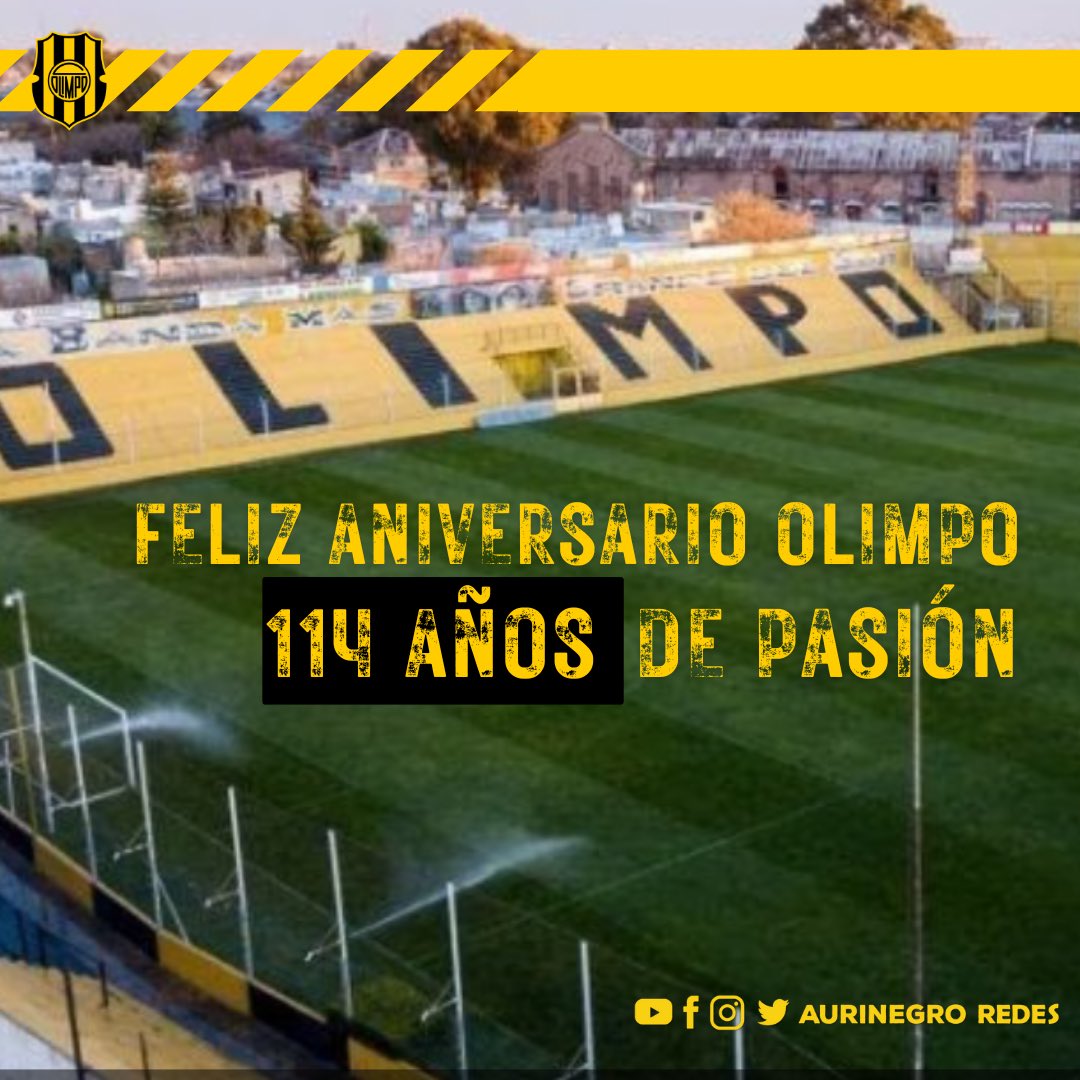 Feliz aniversario <a href="/Olimpo_Oficial/">Club Olimpo</a> 🥂 114 años de pasión y de ser el más grande del sur argentino💛🖤
