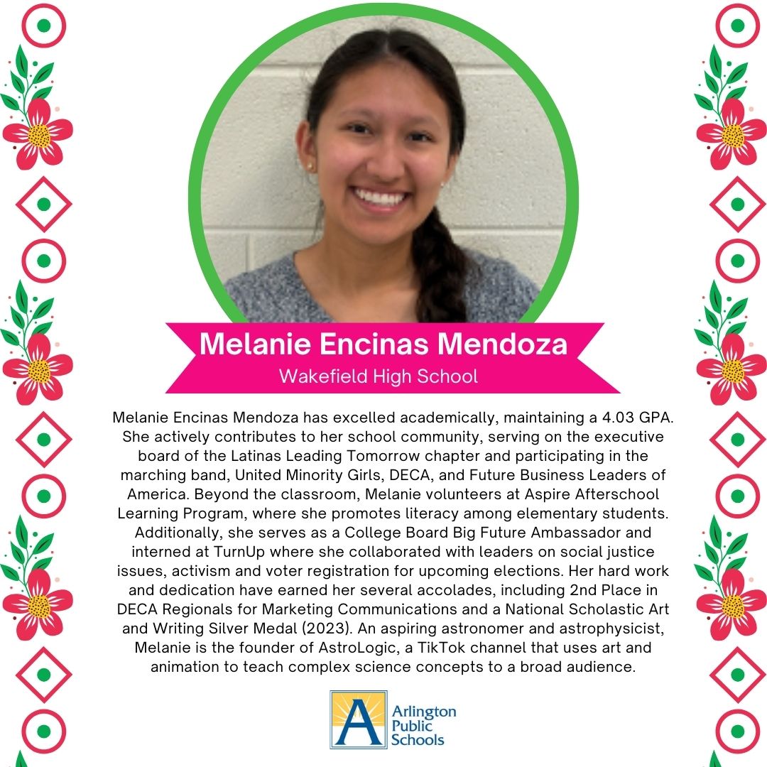 APSVirginia's tweet image. On the final day of Hispanic Heritage Month, Arlington Public Schools celebrates our Hispanic student leaders.

Read More ➡️ l8r.it/wm4e

#APSisAwesome #APSHHM #OneTeamOneAPS