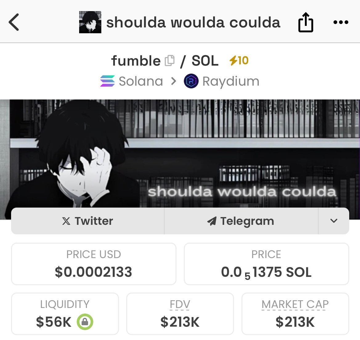 @fumbleonsol this is a million dollar mc ticker if I ever seen one. 5x with Haste 🥷’s. Don’t $fumble ur bags