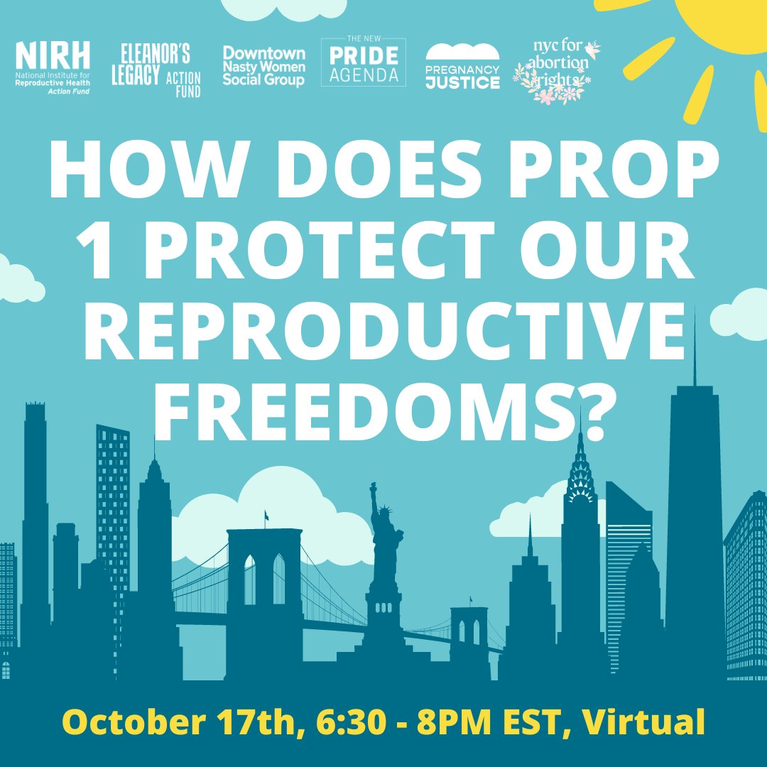 CALLING ALL NEW YORKERS 📣: Your rights are on the ballot this November and #NIRH Action Fund is here to help you stay as informed as possible before you vote. Join us and our co-hosts on October 17th to learn about #Prop1 and why you must vote YES.

RSVP: nirhealth.zoom.us/webinar/regist…