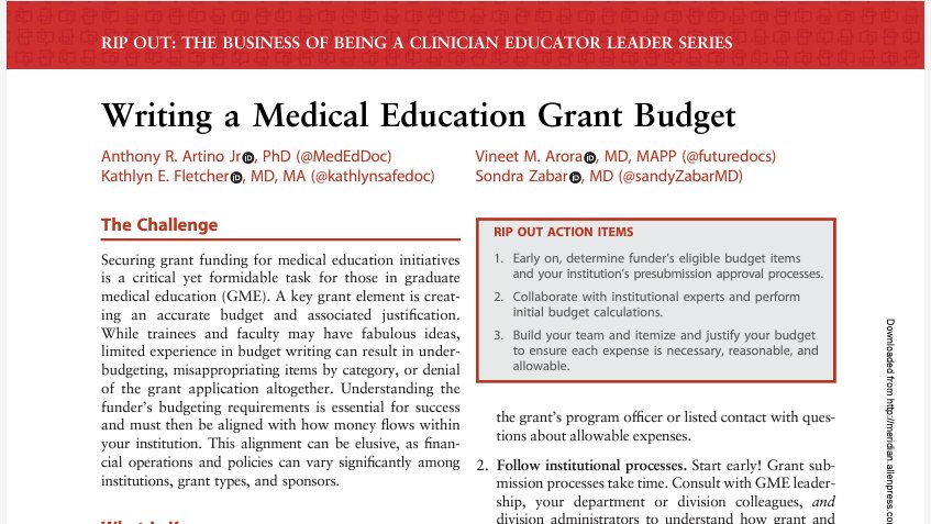 🚨 New Rip Out in the <a href="/JournalofGME/">JGME</a> 🚨

Budgeting for grants can be tough, but it’s crucial to secure funding for impactful education projects. Check out our practical guide for tips on creating an accurate, justified budget that enhances your proposal's credibility! 💡💰
