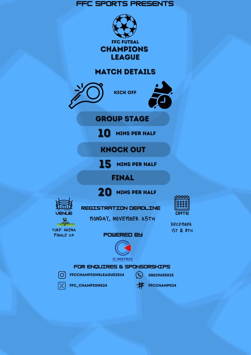 ffcchampions25's tweet photo. FFC Champions League 2024 Season
#FFCCHAMPS24 #TURFARENAFINALE https://t.co/LaiQyQGQKZ