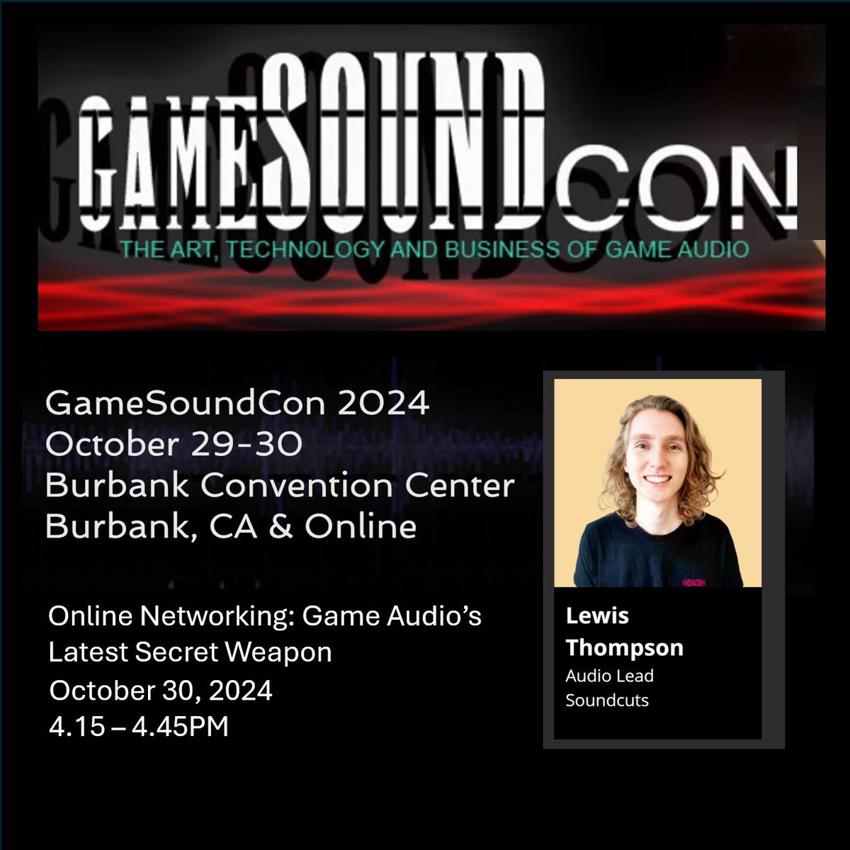 Going to #gamesoundcon check out the talk Lewis is giving! #gameaudio