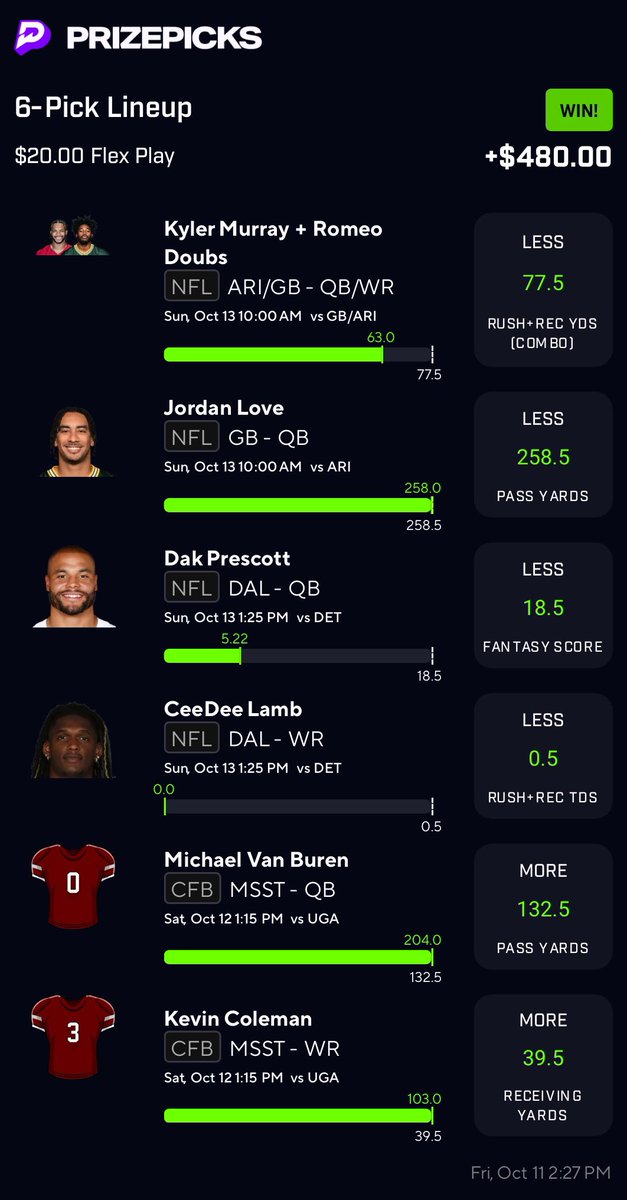 BlitzBetzEV's tweet image. Another UNREAL weekend for Blitz Betz 💎

We went up 21 units across Fliff &amp;amp; PrizePicks🔥

That takes our total through 7 weeks of football to + 146.2U 🖨️

DM me 🏈 for 30% off your first month and start winning today ⬇️

👉 whop.com/blitz-betz 👈

 #PrizePicks #Fliff #NFL