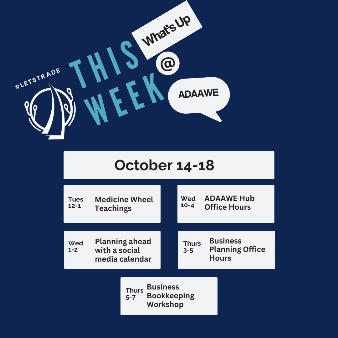 AdaaweHub's tweet photo. Hey ADAAWE fam :) Come join us this week for a great line up of events! Visit https://t.co/F3vaVZY9X6 to register and check out upcoming events! https://t.co/vYdjSNTWQ7