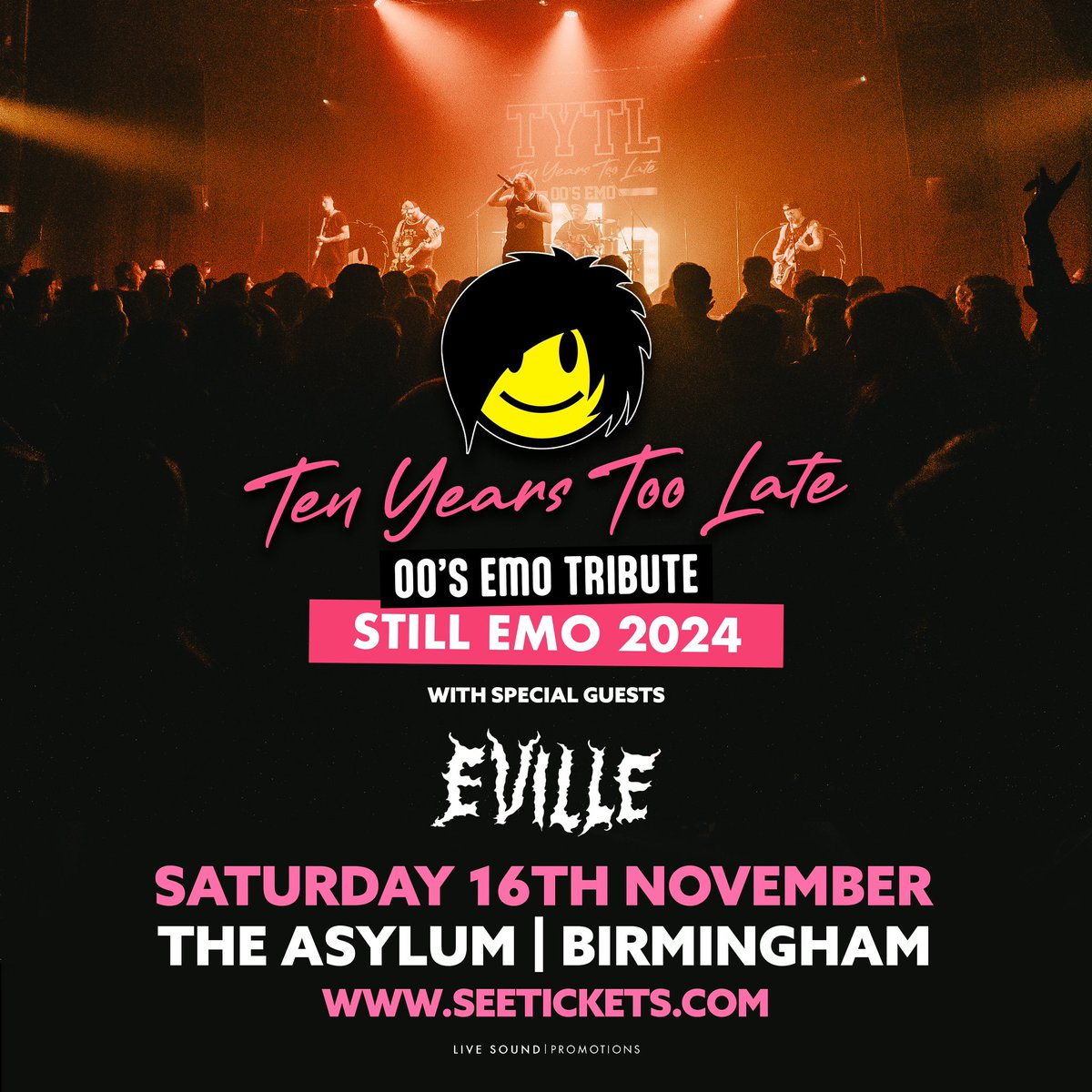 Eville (@evilleband) on Twitter photo Very excited to be joining Ten Years Too Late in Birmingham <a href="/TheAsylumVenue/">Asylum Venue</a> ๐๐ฉท
#emo #emomusic #livemusic #altmusic #alt #altband #emoband #alternative #scene #000s Very excited to be joining Ten Years Too Late in Birmingham <a href="/TheAsylumVenue/">Asylum Venue</a> ๐๐ฉท
#emo #emomusic #livemusic #altmusic #alt #altband #emoband #alternative #scene #000s