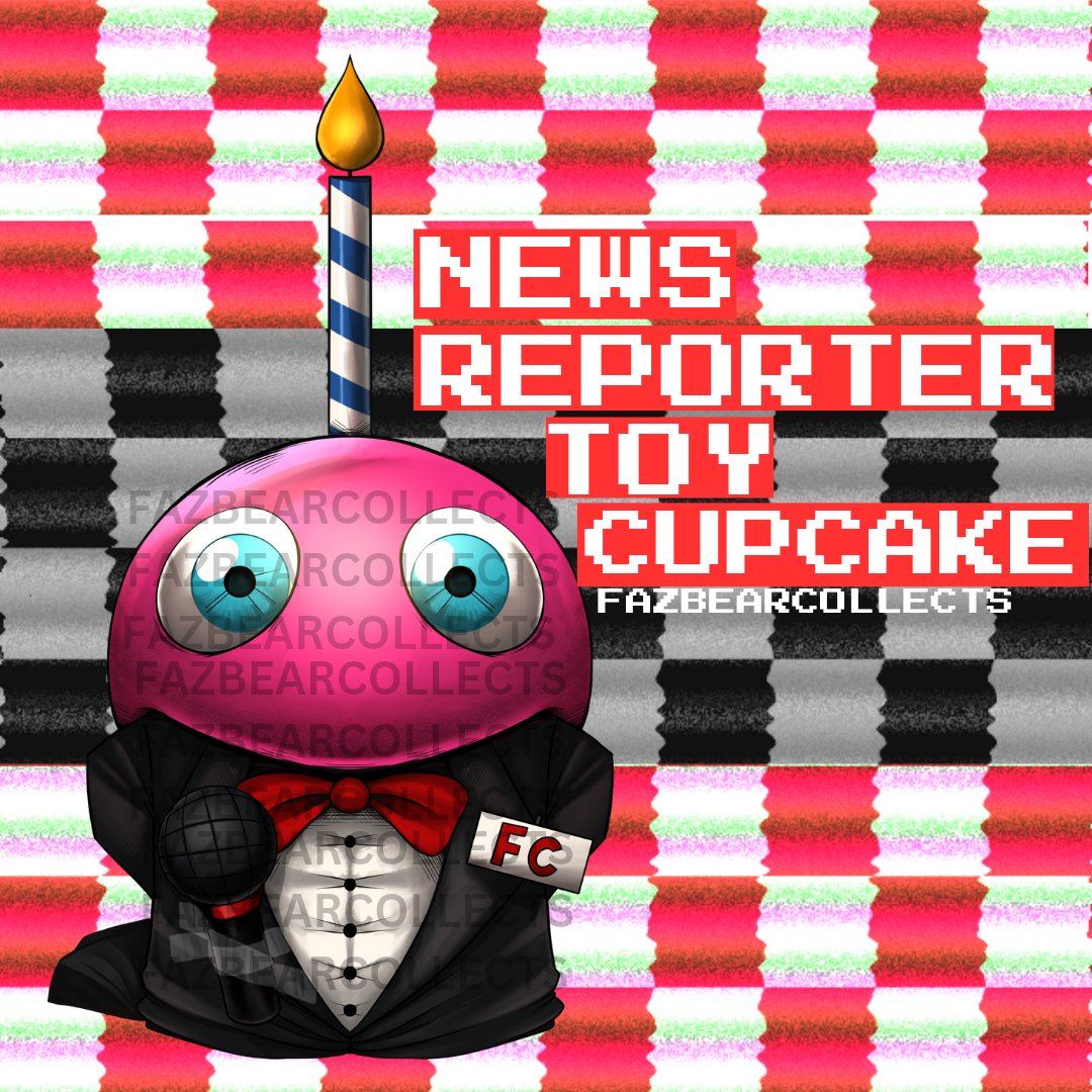 Meet news reporter toy cupcake!! One of my new OCs for my rebrand of fazbearcollects, he has no hands so his microphone is taped to his suit i hope everyone loves him, this is just the start with more to come ☺️♥️🧁🎤🍕 

#fnaf #fivenightsatfreddys #scottcawthon