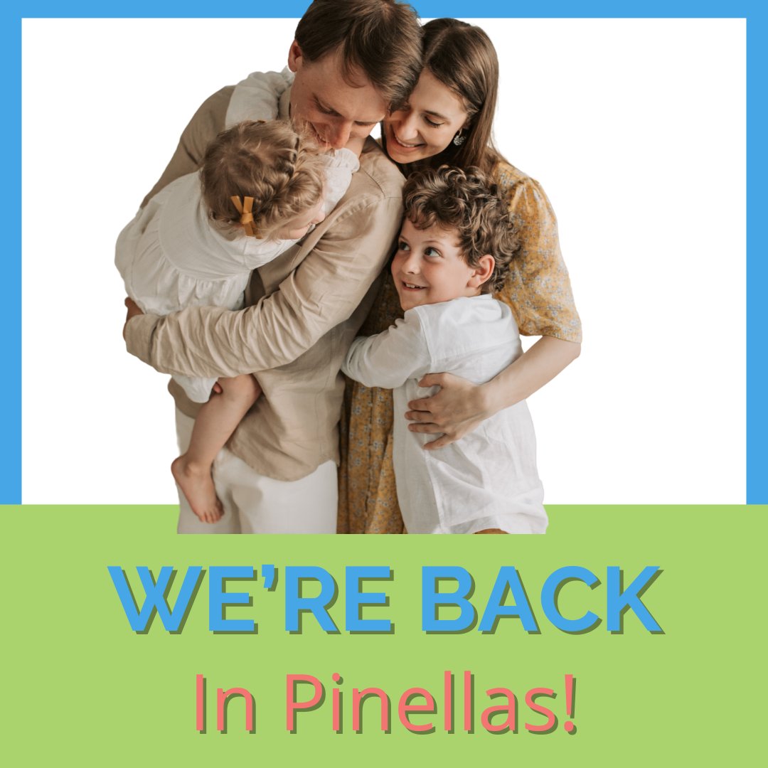 Hey, Pinellas families... We are SO glad to have our services up and running again in Pinellas County! Let's celebrate being together again with our regularly scheduled programming. To learn more about our services in Pinellas County, visit hubs.li/Q02TxxkK0