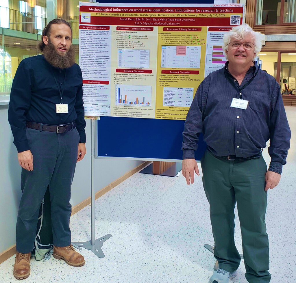 ISU App. Linguistics (@apling_iastate) on Twitter photo ๐๐ผ๐ป๐ด๐ฟ๐ฎ๐๐๐น๐ฎ๐๐ถ๐ผ๐ป๐ to <a href="/TeacherMahdi/">๐ผ๐๐๐๐ ๐ณ๐๐๐๐ (๐๐๐)</a> , <a href="/jlevis56/">John Levis</a> , Reza Neiriz, and <a href="/alifsilpachai/">Alif Silpachai</a> on their presentation and proceeding of "Methodological influences on word stress identification: Implications for research and teaching."
isca-archive.org/speechprosody_โฆ ๐๐ผ๐ป๐ด๐ฟ๐ฎ๐๐๐น๐ฎ๐๐ถ๐ผ๐ป๐ to <a href="/TeacherMahdi/">๐ผ๐๐๐๐ ๐ณ๐๐๐๐ (๐๐๐)</a> , <a href="/jlevis56/">John Levis</a> , Reza Neiriz, and <a href="/alifsilpachai/">Alif Silpachai</a> on their presentation and proceeding of "Methodological influences on word stress identification: Implications for research and teaching."
isca-archive.org/speechprosody_โฆ
