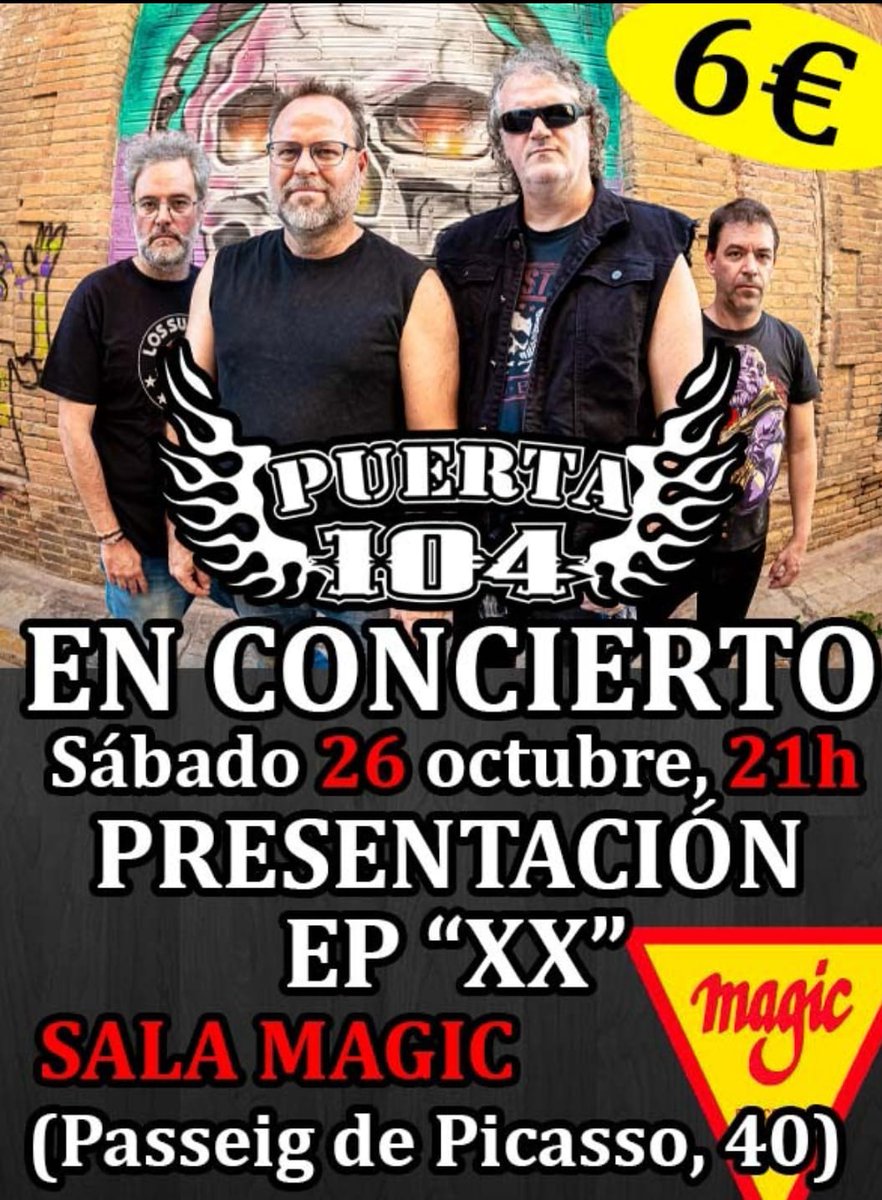 Puerta104's tweet photo. Ei,  ei, eii!! El esperado nuevo EP de Puerta 104 ya es una realidad!! Se  llamará XX , y lo presentamos el  sábado 26 de octubre en la sala Magic!! A las 21h . Pinta que será una  de esas noches que marcan un antes y un después, y no nos gustaría que  os lo perdierais!! https://t.co/upofw2aYg3