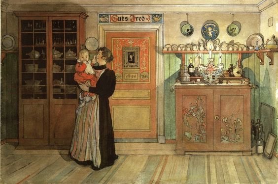 Carl Larsson・Between Christmas＆NewYear Carl Larsson,between Christmas and New Year,large Wall Art,framed