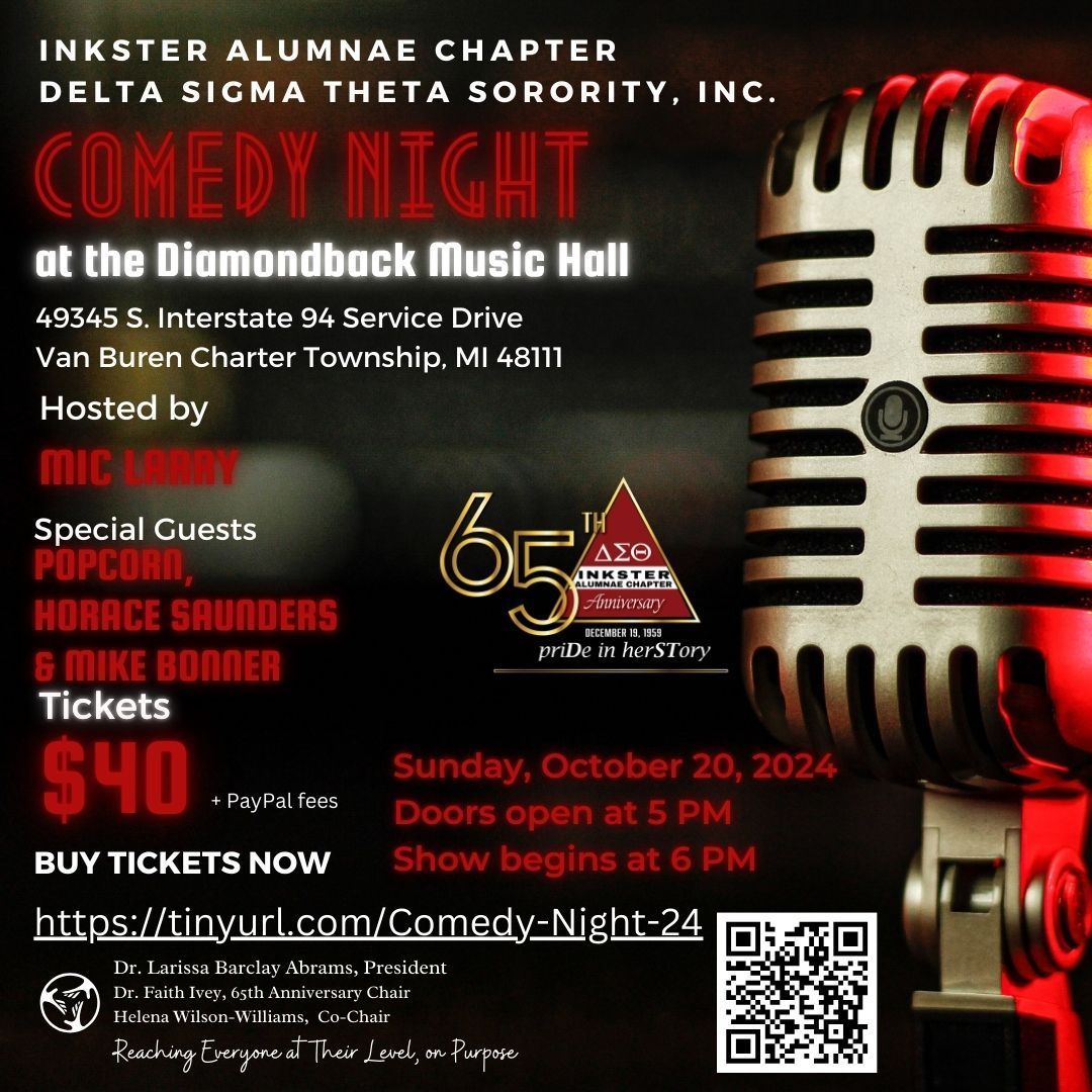 Join us at the Diamondback Music Hall for an evening of laughter with Mic Larry as your host and special appearances by Mike Bonner, Popcorn, and Horace Saunders. Tickets can be purchased at buff.ly/3zO8J3v.