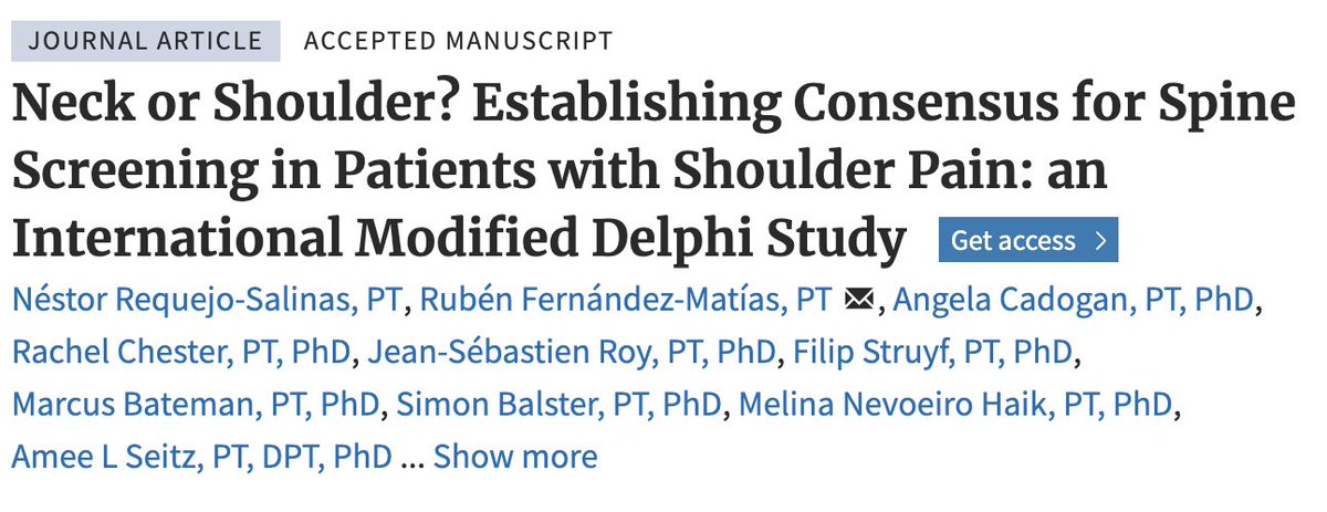 PTJ: Journal of APTA (@ptjournal) on Twitter photo 🚨 Consensus for spine screening in patients with shoulder pain now available in #PTJournal:
academic.oup.com/ptj/advance-ar…
<a href="/Nestor_Requejo/">Néstor Requejo</a> @OrthopaedicAPTA 🚨 Consensus for spine screening in patients with shoulder pain now available in #PTJournal:
academic.oup.com/ptj/advance-ar…
<a href="/Nestor_Requejo/">Néstor Requejo</a> @OrthopaedicAPTA