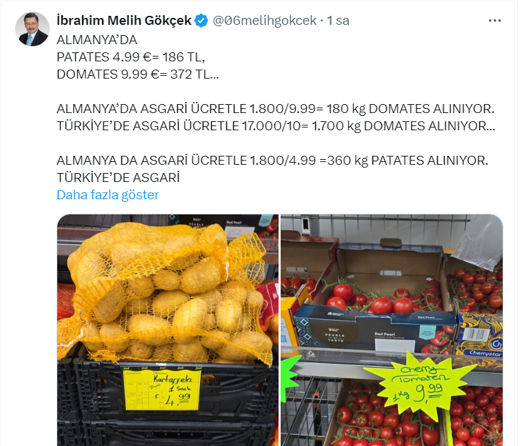 Bir insan Almanca bilmeyebilir ama patatesin 5 kilo fiyatını 1 kilo diye bile bile neden yalan söyler? 
Türkiye'de domatesin kilosu nerede 10 TL? 
Bu kadar rahat yalan söyleyene ne denilir?