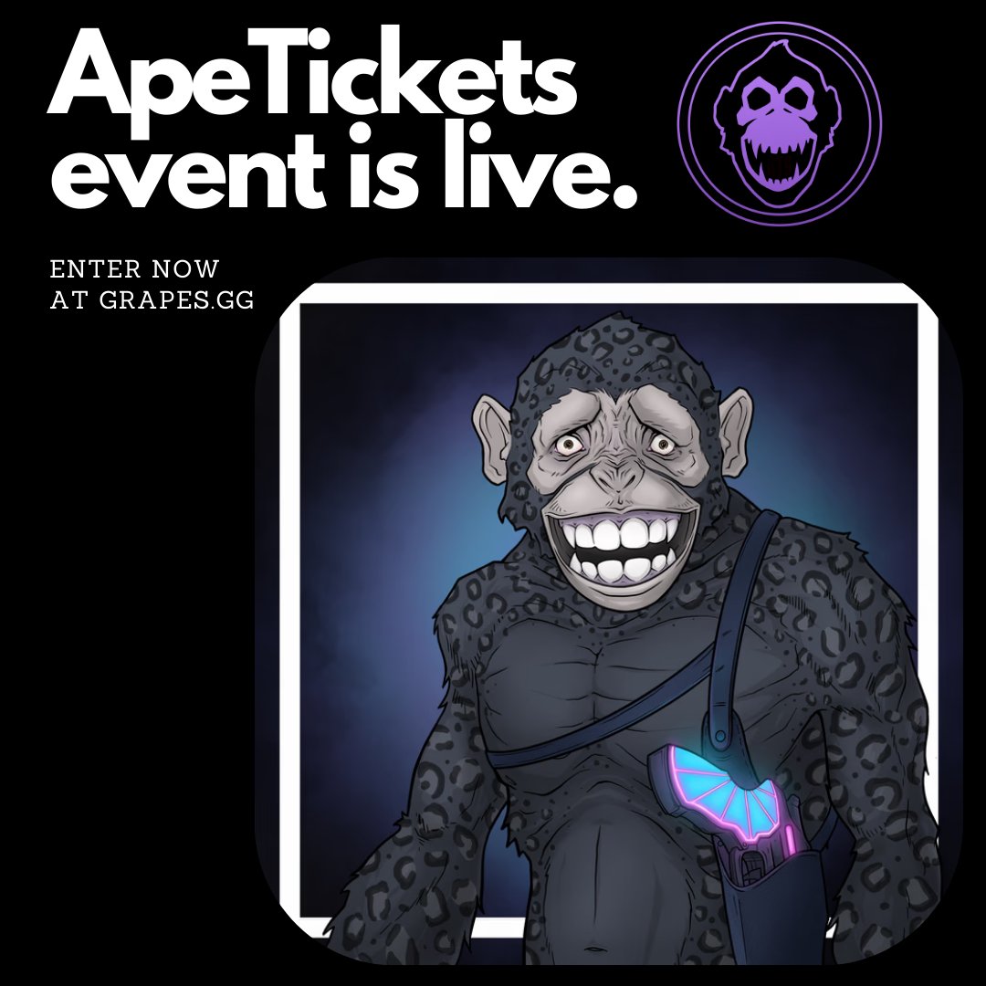 ApeTickets event is now live!  

Enter on the website (holders only).